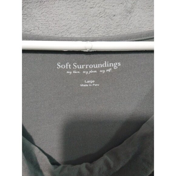 Soft Surroundings Tunic Womens Large Gray Drape Top Boat Neck Long Sleeve Modal - Picture 5 of 7